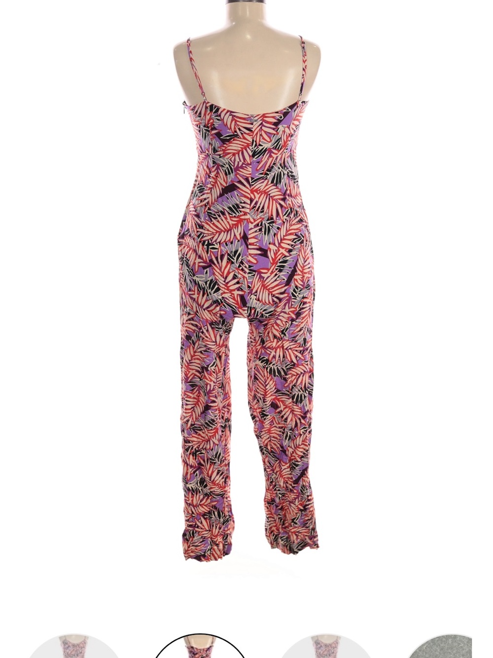 Guess Pink Tropical Leaf Print Spaghetti-Strap Jumpsuit